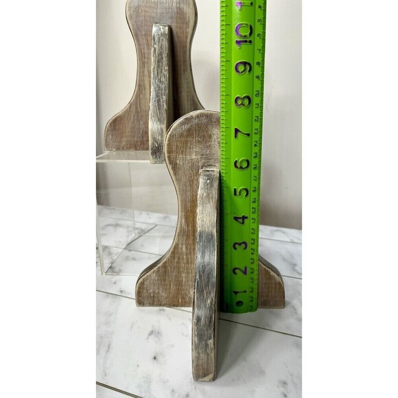 Vintage Solid Wood Bookends Distressed Hand Made MCM Modern Farmhouse Primitive - Picture 6 of 9